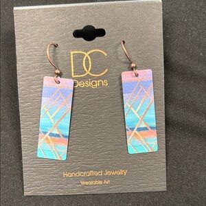 Blue and Copper Geometric Earrings